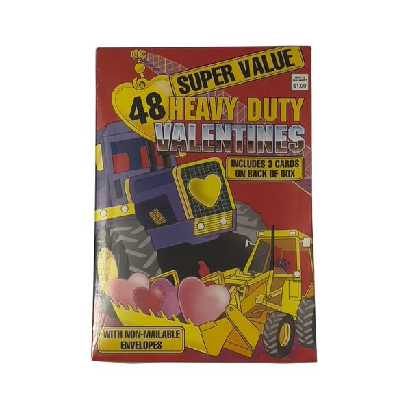 Vintage 1990s Valentine Cards 48 Heavy Duty Machinery Bulldozer New Old Stock - Picture 1 of 4